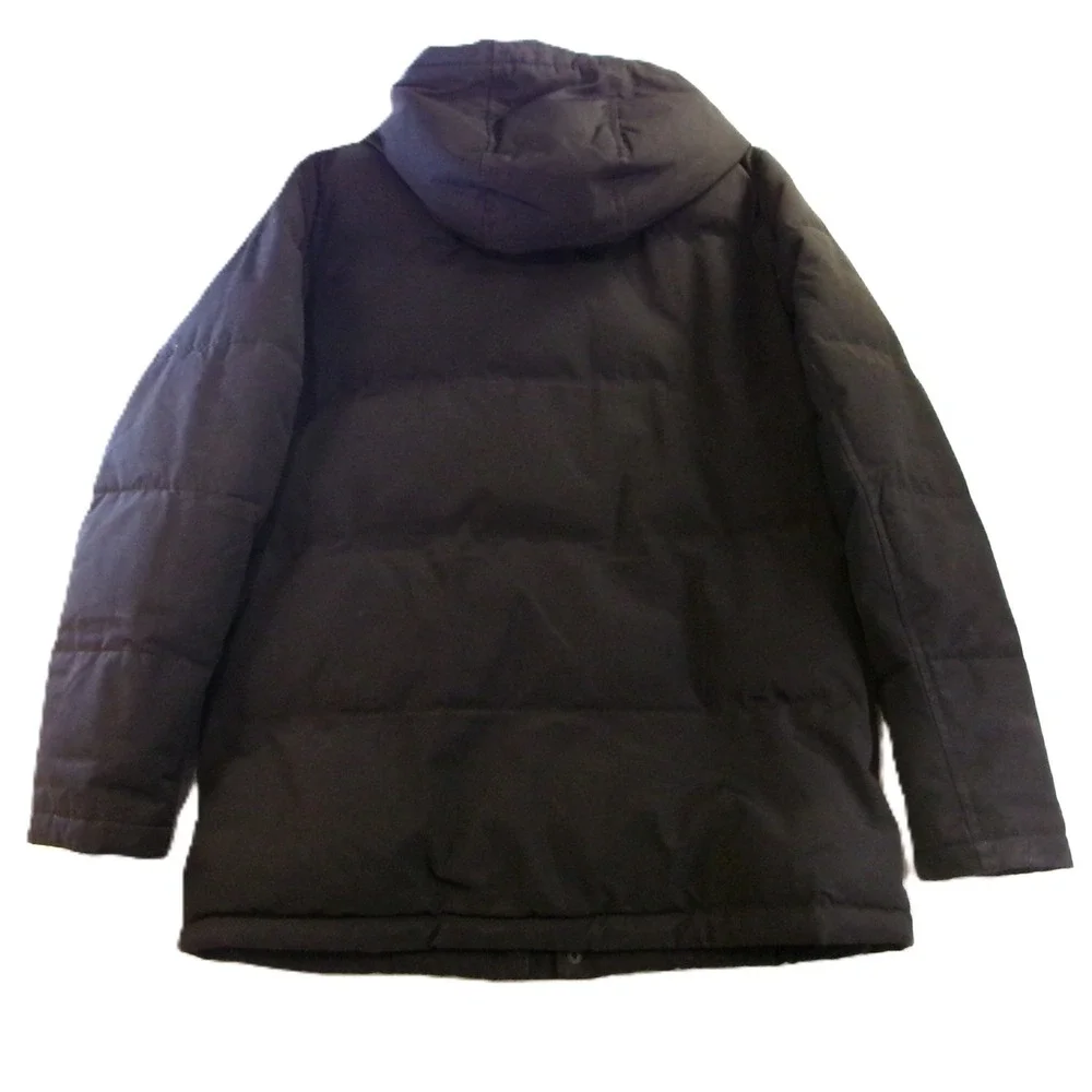 Levi Mens Small Puffer Parka Jacket Black Hooded Quilted Utility LM0RP320